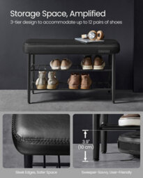 Vasagle Ekho Collection - Shoe Bench, Storage Bench, Shoe Rack Bench Entryway, Synthetic Leather With Stitching - thumbnail 8