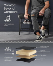Vasagle Ekho Collection - Shoe Bench, Storage Bench, Shoe Rack Bench Entryway, Synthetic Leather With Stitching - thumbnail 9