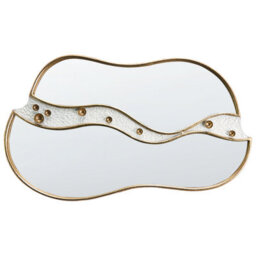 Beliani Wall Mirror Tawley 45 Cm 76 Cm Metal Gold - thumbnail 1