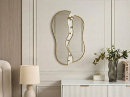 Beliani Wall Mirror Tawley 45 Cm 76 Cm Metal Gold - thumbnail 2