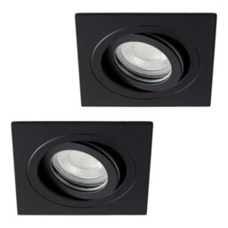 Litecraft Pack Of 2 Matte Black Modern Ip65 Square Tiltable Bathroom Downlights - thumbnail 2