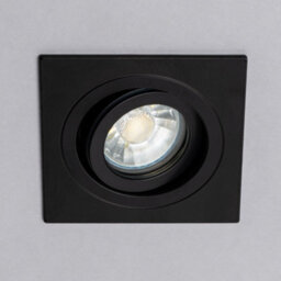 Litecraft Pack Of 2 Matte Black Modern Ip65 Square Tiltable Bathroom Downlights - thumbnail 4