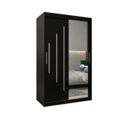 Arte Sleek Black York Ii Sliding Door Wardrobe W1200mm H2000mm D620mm Mirrored Modern Storage Solution - thumbnail 1