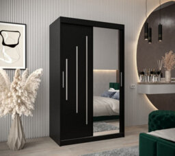Arte Sleek Black York Ii Sliding Door Wardrobe W1200mm H2000mm D620mm Mirrored Modern Storage Solution - thumbnail 2