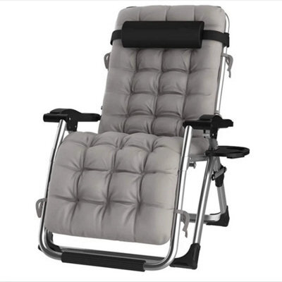 Grey Zero Gravity Chair Recliner Outdoor Reclining Sun Lounger W/ Cushion - image 1
