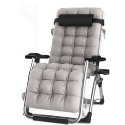 Grey Zero Gravity Chair Recliner Outdoor Reclining Sun Lounger W/ Cushion - thumbnail 3