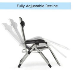 Grey Zero Gravity Chair Recliner Outdoor Reclining Sun Lounger W/ Cushion - thumbnail 4