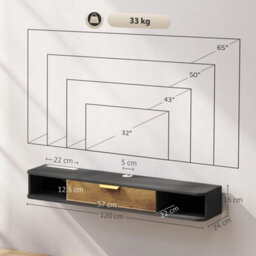 120 Cm Floating Tv Unit With Storage Entertainment Media Console Grey - thumbnail 2