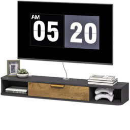 120 Cm Floating Tv Unit With Storage Entertainment Media Console Grey - thumbnail 3