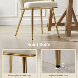 Wyld Haus Ratone Set Of 2 Cream Velvet-Feel Dining Chairs With Woven Back And Armrests - thumbnail 7