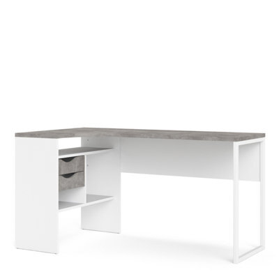 Furniture To Go Function Plus Corner Desk White And Grey 2 Drawers (W) 145.1 X (H) 76.8 X (D) 81Cm - image 1