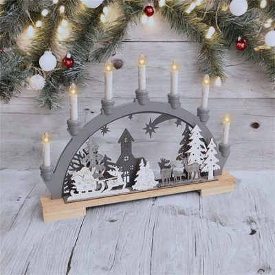 My Smart Buy Battery Powered Wooden Candle Bridge - 9 Warm White Leds, Fsc Wood, Festive Christmas Arch Décor - image 1