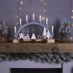 My Smart Buy Battery Powered Wooden Candle Bridge - 9 Warm White Leds, Fsc Wood, Festive Christmas Arch Décor - thumbnail 4