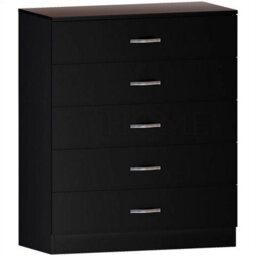 5 Drawer Chest Black Storage Metal Handles Runners Bedroom Furniture - thumbnail 1