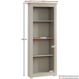 Lassic Vida Designs Arlington Grey 4 Tier Bookcase Freestanding Shelving Unit (H)1400mm (W)600mm (D)240mm - thumbnail 2