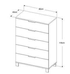 Furneo Modern Dark Oak Effect Chest Of Drawers Cabinet 5 Drawers Storage Cozy 05 - thumbnail 6