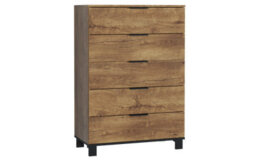 Furneo Modern Dark Oak Effect Chest Of Drawers Cabinet 5 Drawers Storage Cozy 05 - thumbnail 2