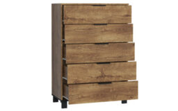 Furneo Modern Dark Oak Effect Chest Of Drawers Cabinet 5 Drawers Storage Cozy 05 - thumbnail 3
