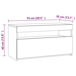Vidaxl Tv Cabinet With Led Lights White 75X35X40 Cm - thumbnail 3