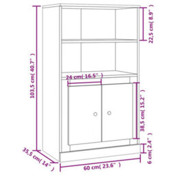 Vidaxl Highboard Grey Sonoma 60X35.5X103.5 Cm Engineered Wood - thumbnail 3