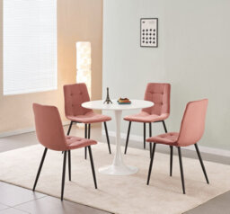 Mof Dining Chairs Set Of 4 Velvet Dining Chair With Padded Seat And Backrest, Sturdy Metal Legs Pink Check - thumbnail 2