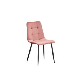 Mof Dining Chairs Set Of 4 Velvet Dining Chair With Padded Seat And Backrest, Sturdy Metal Legs Pink Check - thumbnail 3