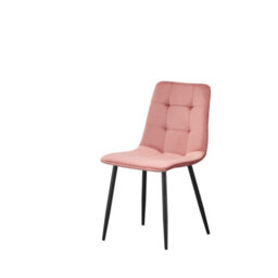 Mof Dining Chairs Set Of 4 Velvet Dining Chair With Padded Seat And Backrest, Sturdy Metal Legs Pink Check - thumbnail 4