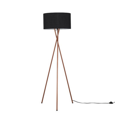 Valuelights Camden Copper Tripod Floor Lamp With Black Drum Shade - image 1