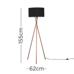 Valuelights Camden Copper Tripod Floor Lamp With Black Drum Shade - thumbnail 7