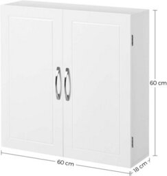 Songmics Vasagle Wall Cabinet, Hanging Bathroom Storage Cabinet, Medicine Cupboard With Adjustable Shelves, Double Doors, Matt White - thumbnail 6