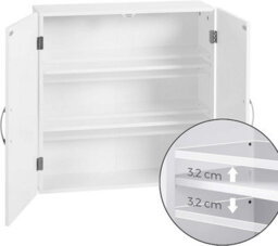 Songmics Vasagle Wall Cabinet, Hanging Bathroom Storage Cabinet, Medicine Cupboard With Adjustable Shelves, Double Doors, Matt White - thumbnail 5