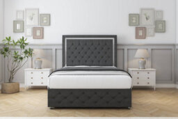 "Sloomy Sofia Chrome Graphite Dumfries Divan Bed 4 Drawers-54"" Floor Standing Headboard 12"" Footboard 4'6 Double" - thumbnail 2