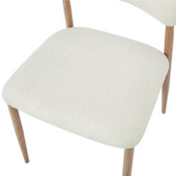 HomeTouch Set Of 2 White Boucle Dining Chairs With Natural Wooden Legs - thumbnail 6