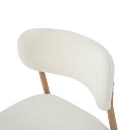HomeTouch Set Of 2 White Boucle Dining Chairs With Natural Wooden Legs - thumbnail 5