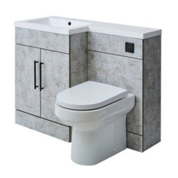 Homestylestore1105mm Concrete Grey Left Hand Bathroom Combination Vanity Toilet Unit And Black T Bar Handles - thumbnail 1