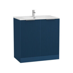Royal Bathrooms Evora 800mm Midnight Blue Fluted Floor Standing Bathroom Vanity Unit 2 Door Cabinet Storage With Ceramic Basin Sink - 1 Tap Hole - thumbnail 5