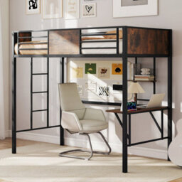 Loft Bed Single Size With Desk & Storage Shelf - thumbnail 3