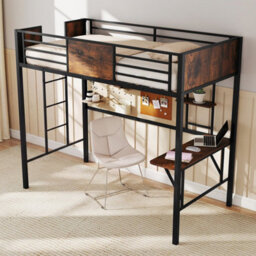 Loft Bed Single Size With Desk & Storage Shelf - thumbnail 1