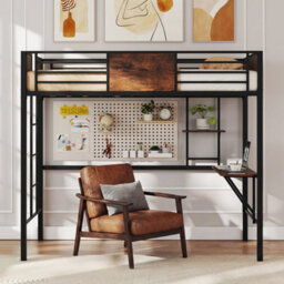 Loft Bed Single Size With Desk & Storage Shelf - thumbnail 6