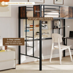 Loft Bed Single Size With Desk & Storage Shelf - thumbnail 5