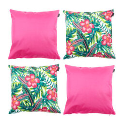 icon Indoor And Outdoor Waterproof Filled Cushion 2X Tropical Pink Flower & 2X Pink - thumbnail 1