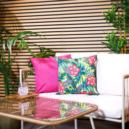 icon Indoor And Outdoor Waterproof Filled Cushion 2X Tropical Pink Flower & 2X Pink - thumbnail 4