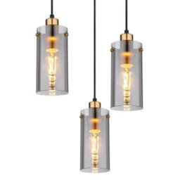 Luminosa Lighting Luminosa Fanni Cluster Pendant Ceiling Light Matt Black Smoke Glass Shade 6X E27 - thumbnail 4