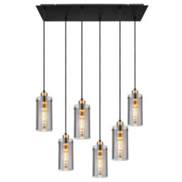 Luminosa Lighting Luminosa Fanni Cluster Pendant Ceiling Light Matt Black Smoke Glass Shade 6X E27 - thumbnail 3