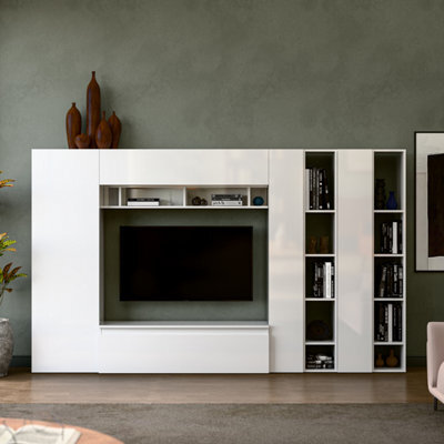 Decorotika Cordoba Moduler Modern Tv Unit Wall Mount High Gloss White - image 1