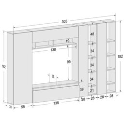 Decorotika Cordoba Moduler Modern Tv Unit Wall Mount High Gloss White - thumbnail 6