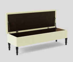 Alyana Ottoman Bench With Storage And Turned Wooden Legs, 150Cm Wide Ottoman Box - Cream Plush Velvet - thumbnail 2