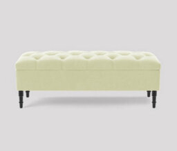Alyana Ottoman Bench With Storage And Turned Wooden Legs, 150Cm Wide Ottoman Box - Cream Plush Velvet - thumbnail 3