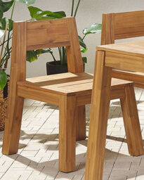 Beliani Set Of 2 Garden Chairs Livorno Acacia Wood Brown - thumbnail 2