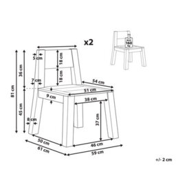 Beliani Set Of 2 Garden Chairs Livorno Acacia Wood Brown - thumbnail 3